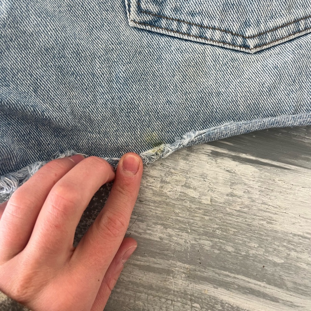 Wrangler Blue Jean Shorts with Distressed Patchwork - Picture 5 of 8